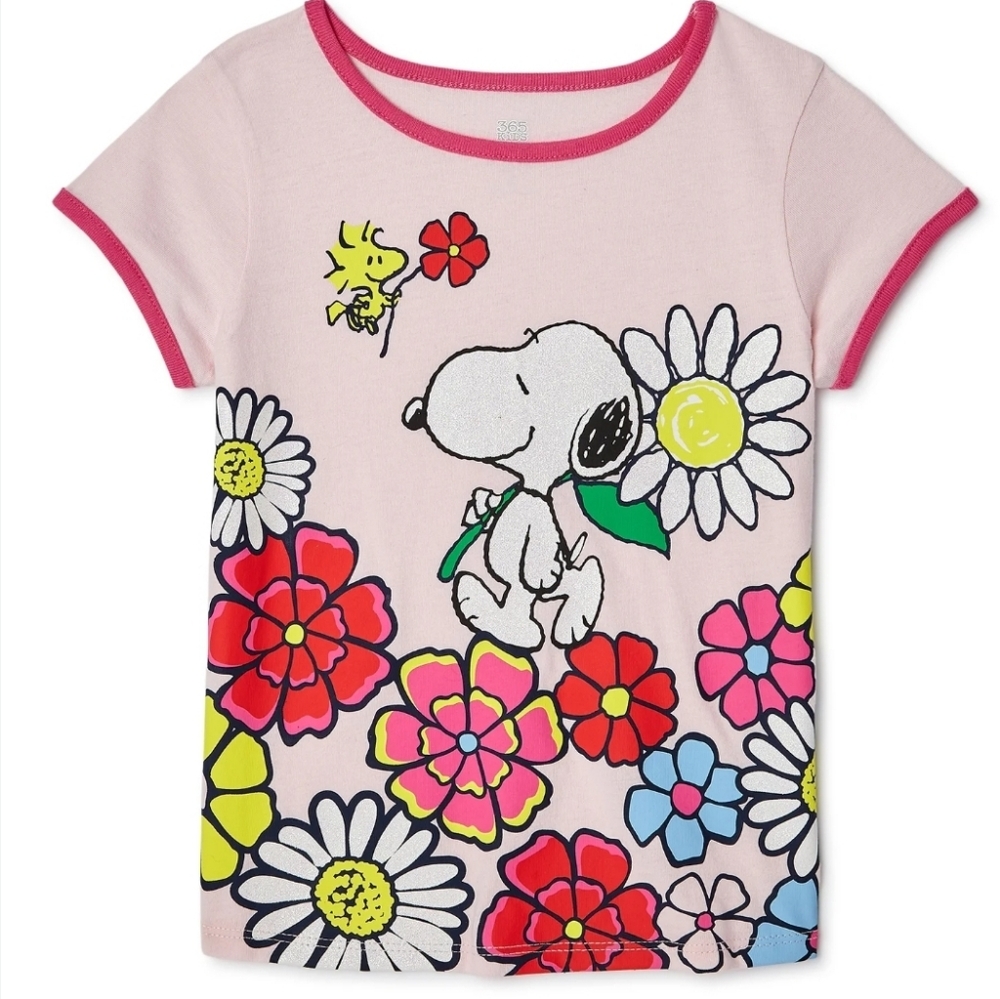 365 Kids from Garanimals Peanuts Snoopy Short Sleeve T-Shirt Size 5 Pink
